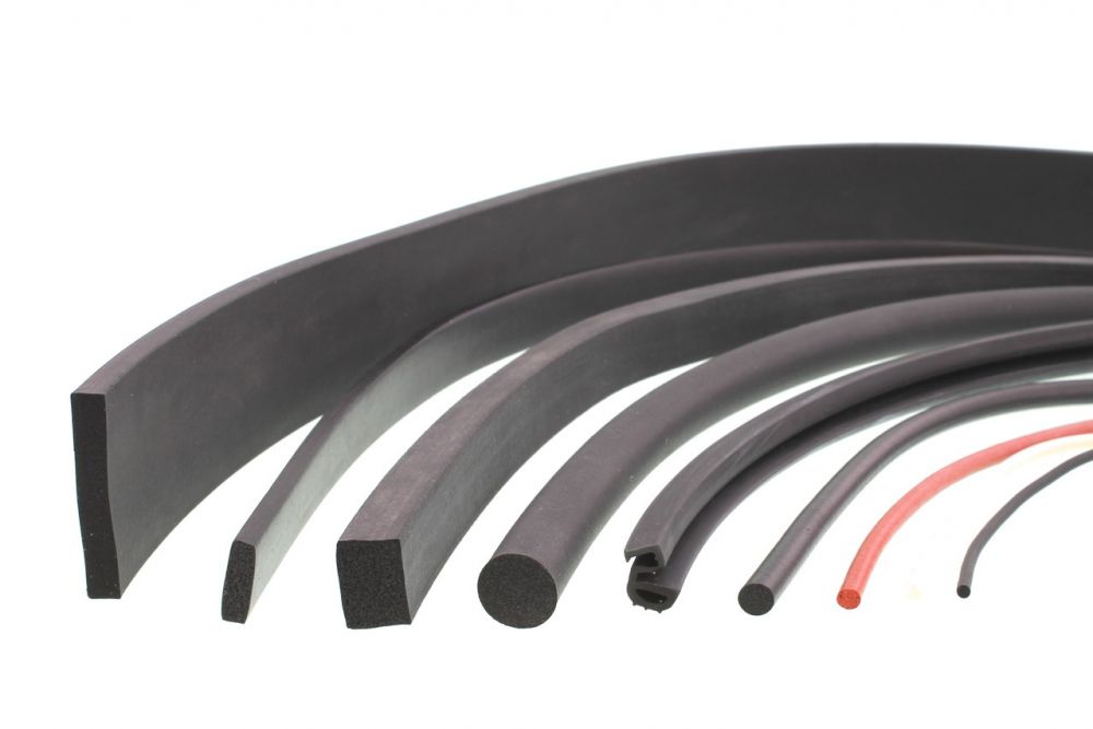 Profiles and round cords made of foam rubber and silicone foam
